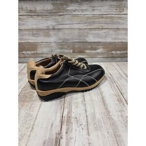 Collection by Carrini Womens Black Tan Contrast Stitch Lace Up Sneakers Size 8